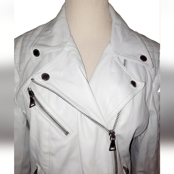 Express Faux Leather Biker Jacket Quilted Gray Medium - Picture 2 of 11